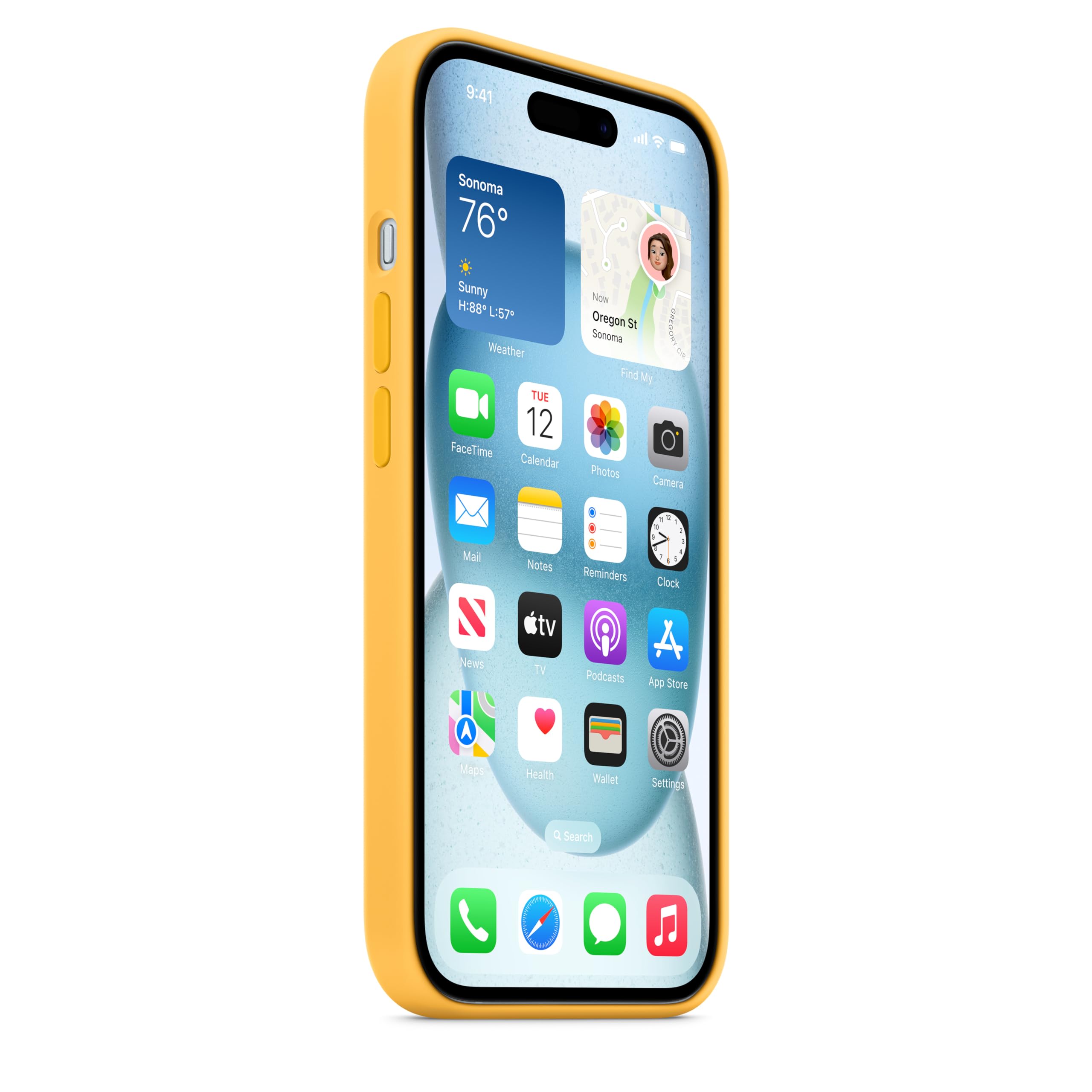 Apple iPhone 15 Silikon Case mit MagSafe Hülle Warmgelb