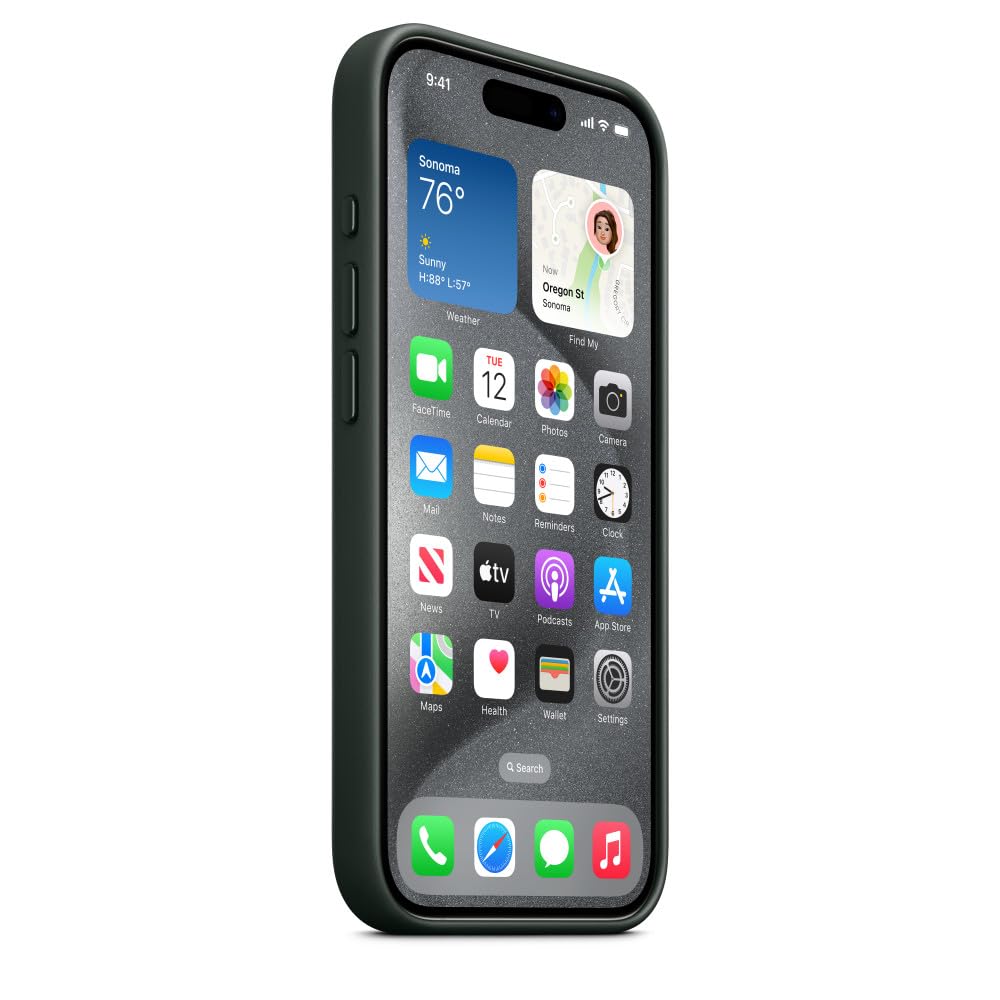 Apple iPhone 15 Pro Feingewebe Hülle Immergrün mit MagSafe