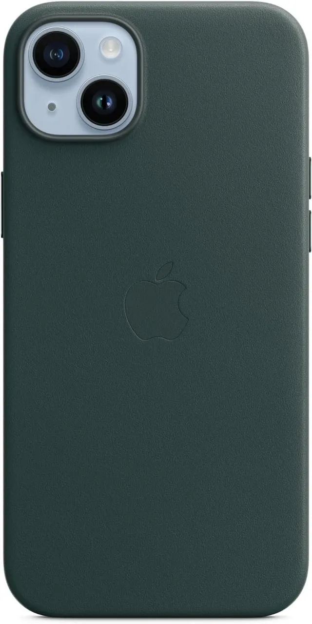 Apple iPhone 14 Plus Leder Case Handyhülle Waldgrün MagSafe