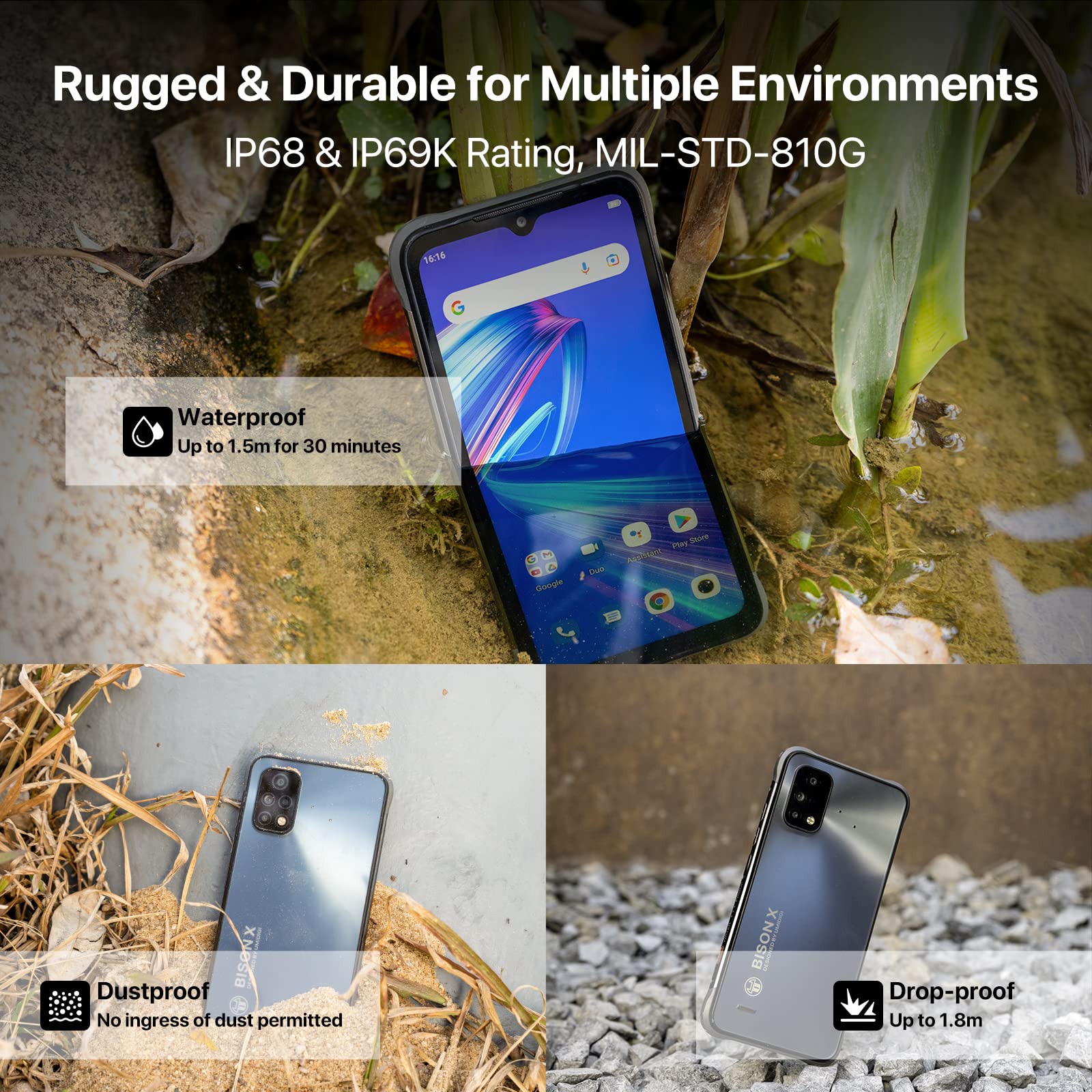 Umidigi Bison X10S Outdoor Smartphone 4GB+32GB Grau